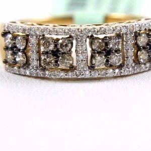 Fancy Brown Square Diamond Ring Band 14k YG .55Ct